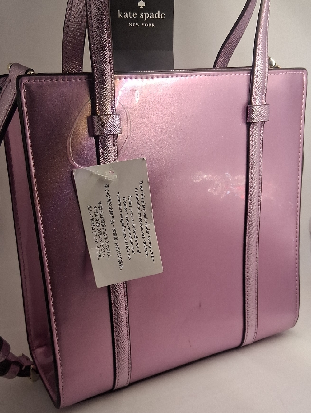 kate spade Metallic Lavender-Pink Mini Tote with Card Holder - Picture 6 of 14